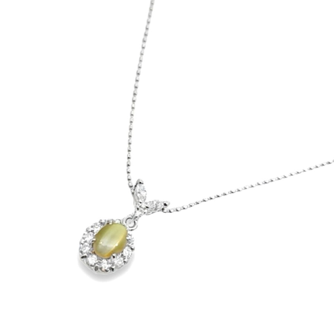 Pt900/Pt850 クリソベリルキャッツアイ×ダイヤモンド ネックレス Pt900/Pt850 クリソベリルキャッツアイ×ダイヤモンド ネックレス
