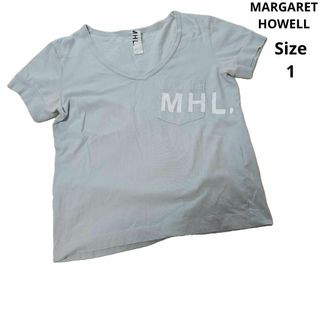 マーガレットハウエル(MARGARET HOWELL)の【MARGARET HOWELL】MHL くすみ青　ポケット付き　サイズ1(カットソー(半袖/袖なし))