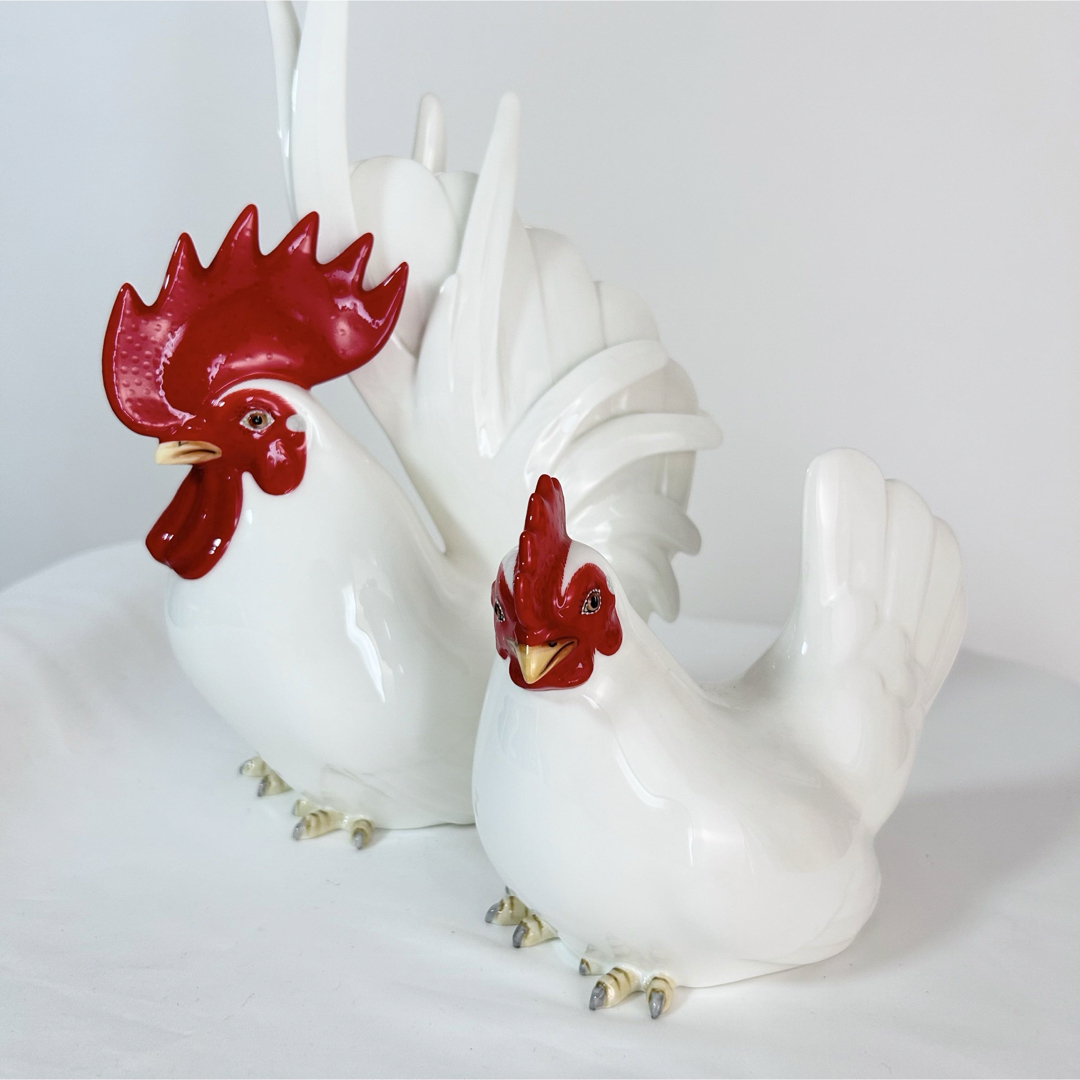 Noritake ノリタケ ニワトリ 置物 フィギュリン 雄鳥 雌鶏 置物 Noritake ノリタケ ニワトリ 置物 フィギュリン 雄鳥 雌鶏 置物