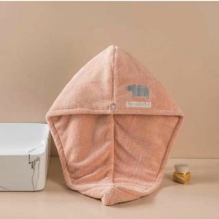 ヘアドライタオル マイクロファイバー ドライヤー アニマル カバ ピンク タオル(その他)