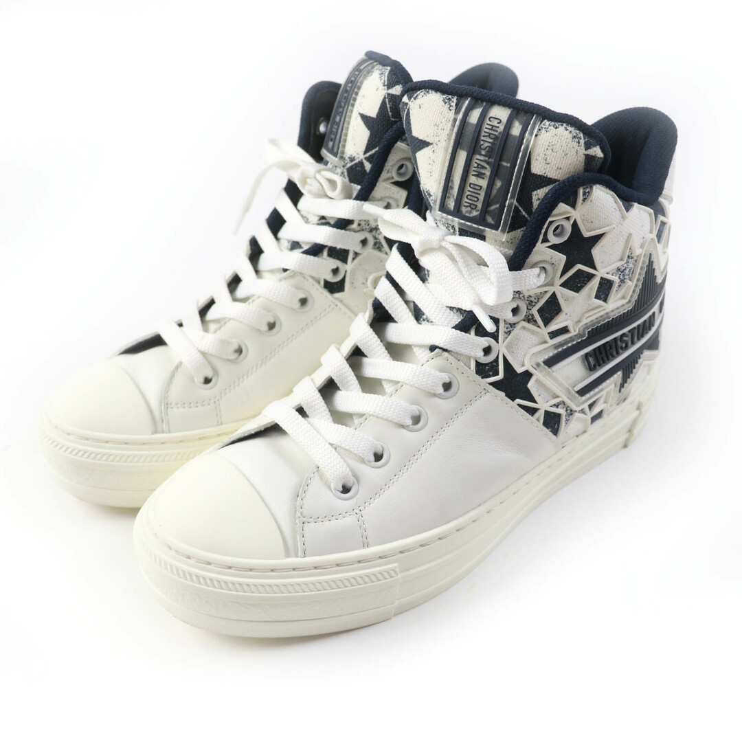 Christian Dior - 美品★Christian Dior クリスチャンディオール Walk N Dior Star ウォーキンディオール スター キャンバス レザー ハイカットスニーカー ホワイト ネイビー 36 イタリア製 レディース