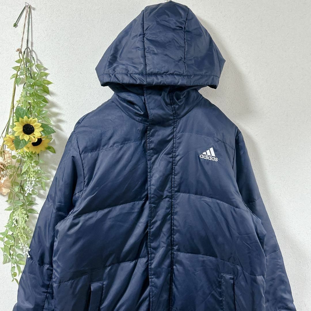 adidas - 【c2291】adidas フード付き ベンチコート ネイビー adidas - 【c2291】adidas フード付き ベンチコート ネイビー
