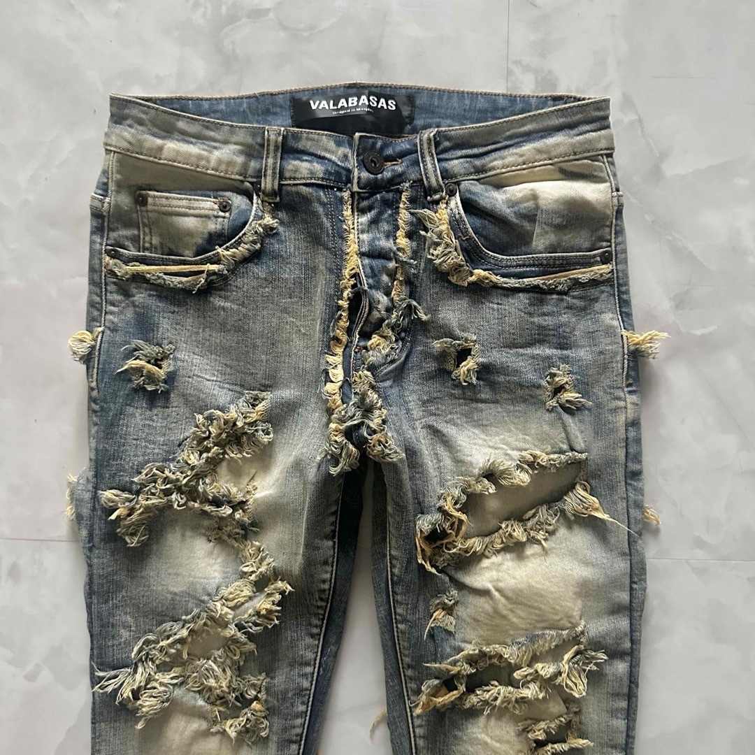 VALABASAS バラバサス 間遠 ダメージ スキニー デニム 30 VALABASAS バラバサス 間遠 ダメージ スキニー デニム 30