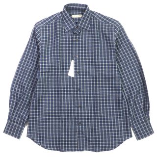 美品▼TIE YOUR TIE タイユアタイ ウール100% チェック柄 ロングスリーブ 長袖シャツ ネイビー 41 イタリア製 メンズ 定価82,820円(シャツ)