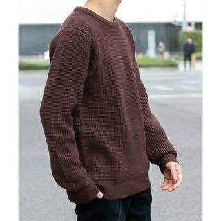 アーバンリサーチロッソ(URBAN RESEARCH ROSSO)の【BROWN】ウォッシャブルストレッチワッフルクルーネックプルオーバー(ニット/セーター)