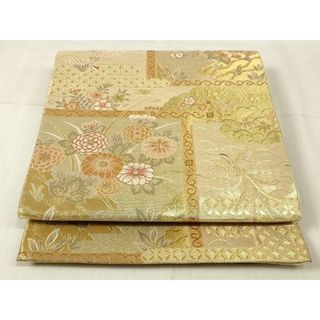 平和屋着物◎佐賀錦　六通柄袋帯　天上鳳凰花文　金糸　正絹　逸品　AAAL4382Adw(帯)