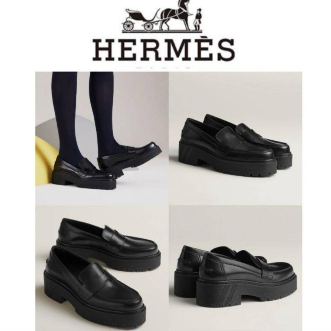 HERMES - エルメス HERMES ヒッチ HITCH 厚底ローファー1度のみ HERMES - エルメス HERMES ヒッチ HITCH 厚底ローファー1度のみ