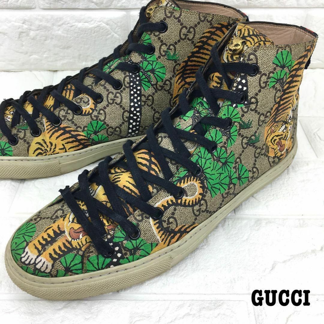 GUCCI - 総柄 イタリア製☆ グッチ ハイカット スニーカー GUCCI - 総柄 イタリア製☆ グッチ ハイカット スニーカー