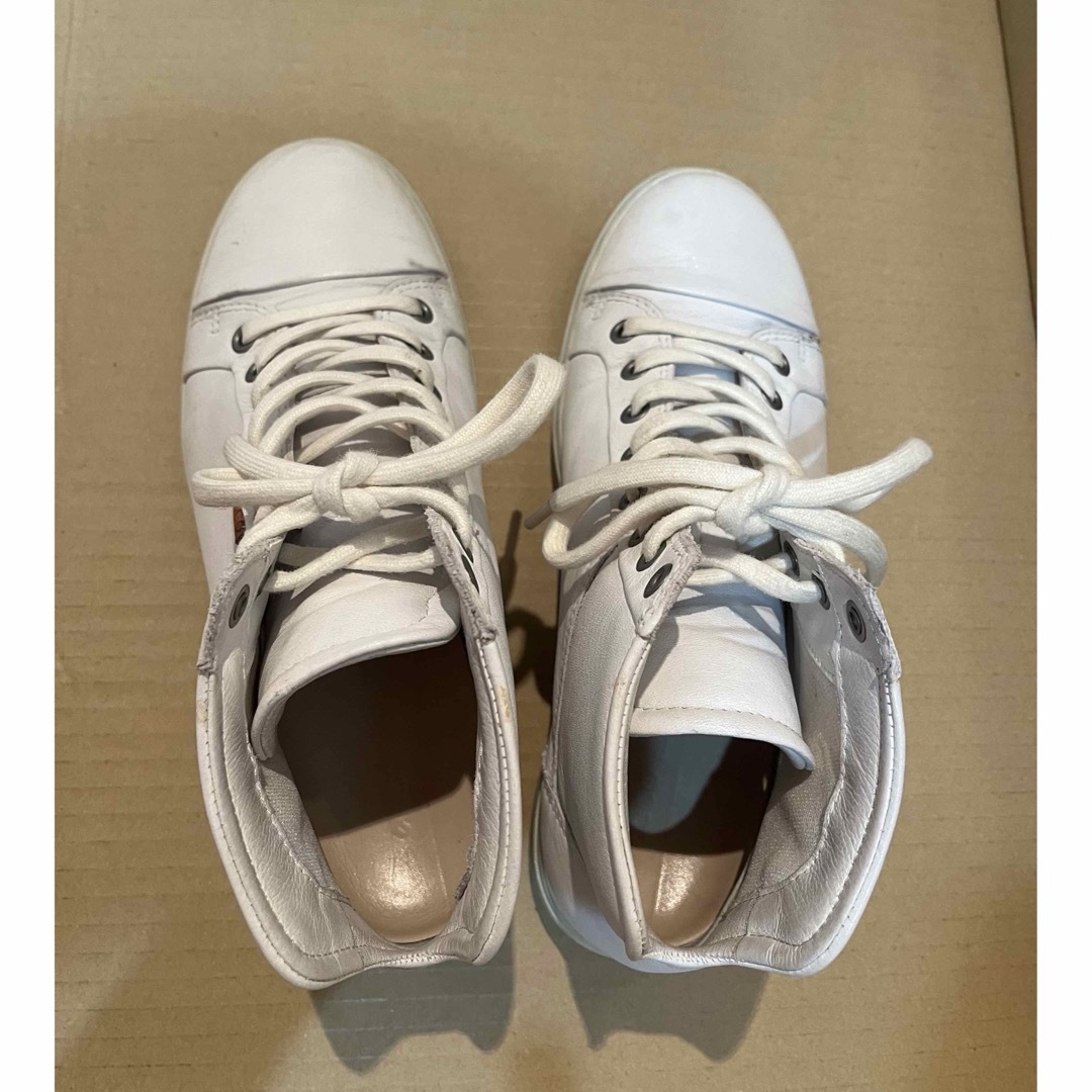 ECCO - ecco ホワイト レザー ハイカット スニーカー 24.5 ECCO - ecco ホワイト レザー ハイカット スニーカー 24.5