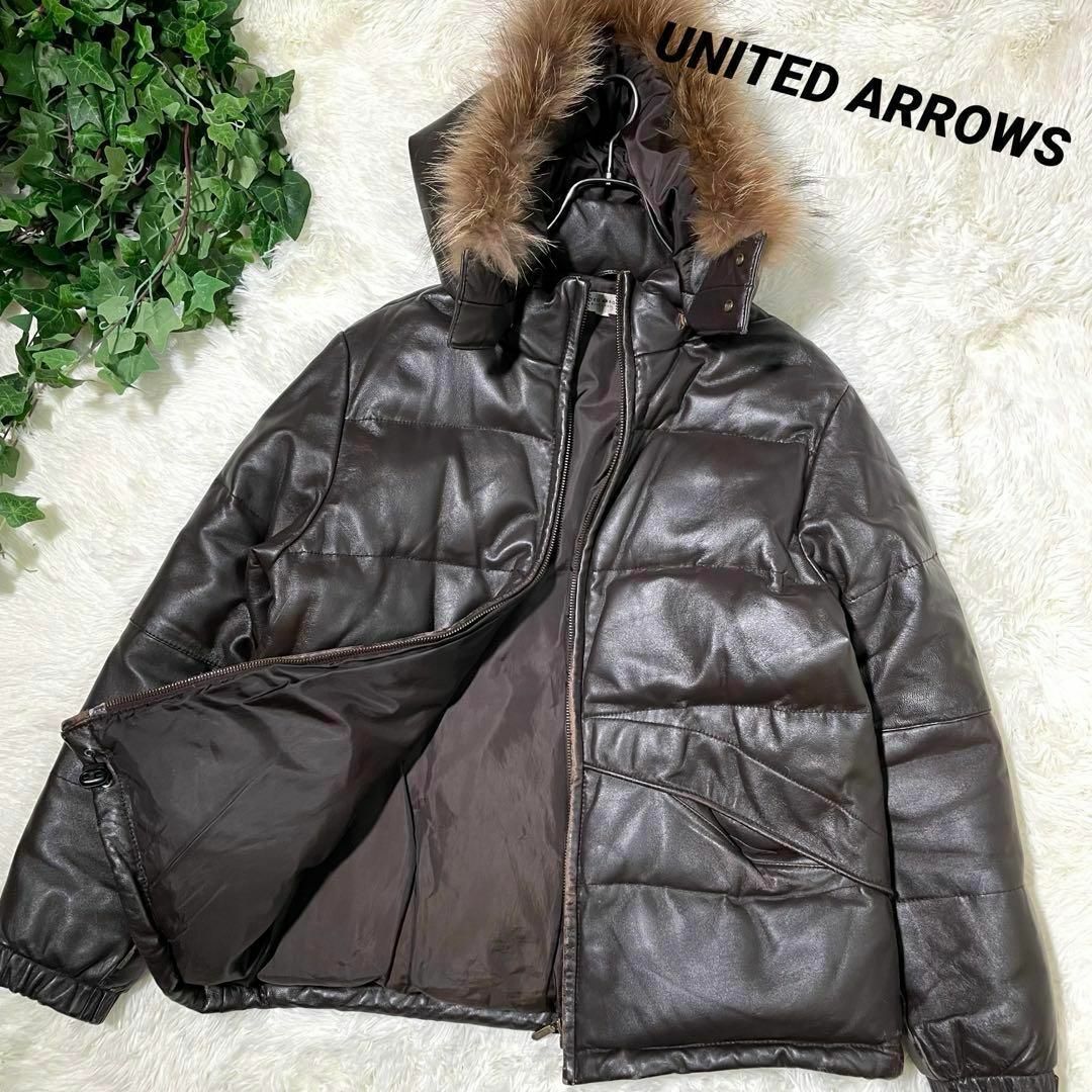 【お年玉セール特価】 【UNITED - ARROWS UNITED ARROWS】ダウンジャケット レザー L ジャケット・アウター