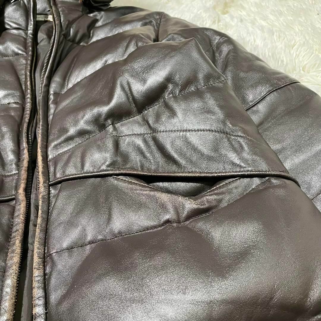 UNITED ARROWS】ダウンジャケット L レザー 羊革 ブルーレーベル UNITED ARROWS】ダウンジャケット L レザー 羊革 ブルーレーベル