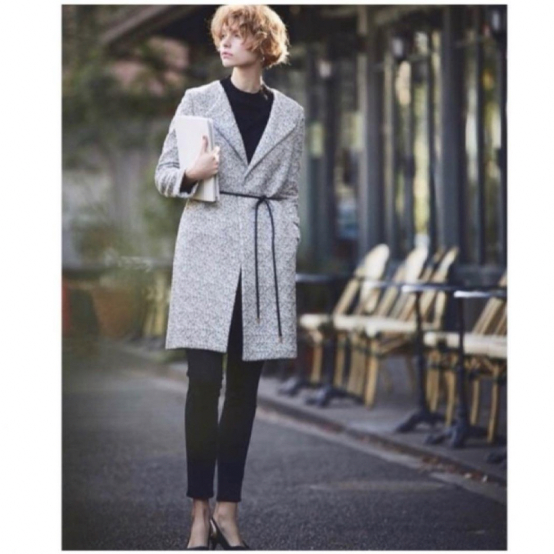 Theory - 美品 セオリー ツイード ロングコート ジャケット ノー Theory - 美品 セオリー ツイード ロングコート ジャケット ノー