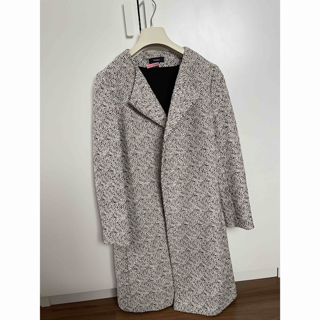 Theory - 美品 セオリー ツイード ロングコート ジャケット ノー Theory - 美品 セオリー ツイード ロングコート ジャケット ノー