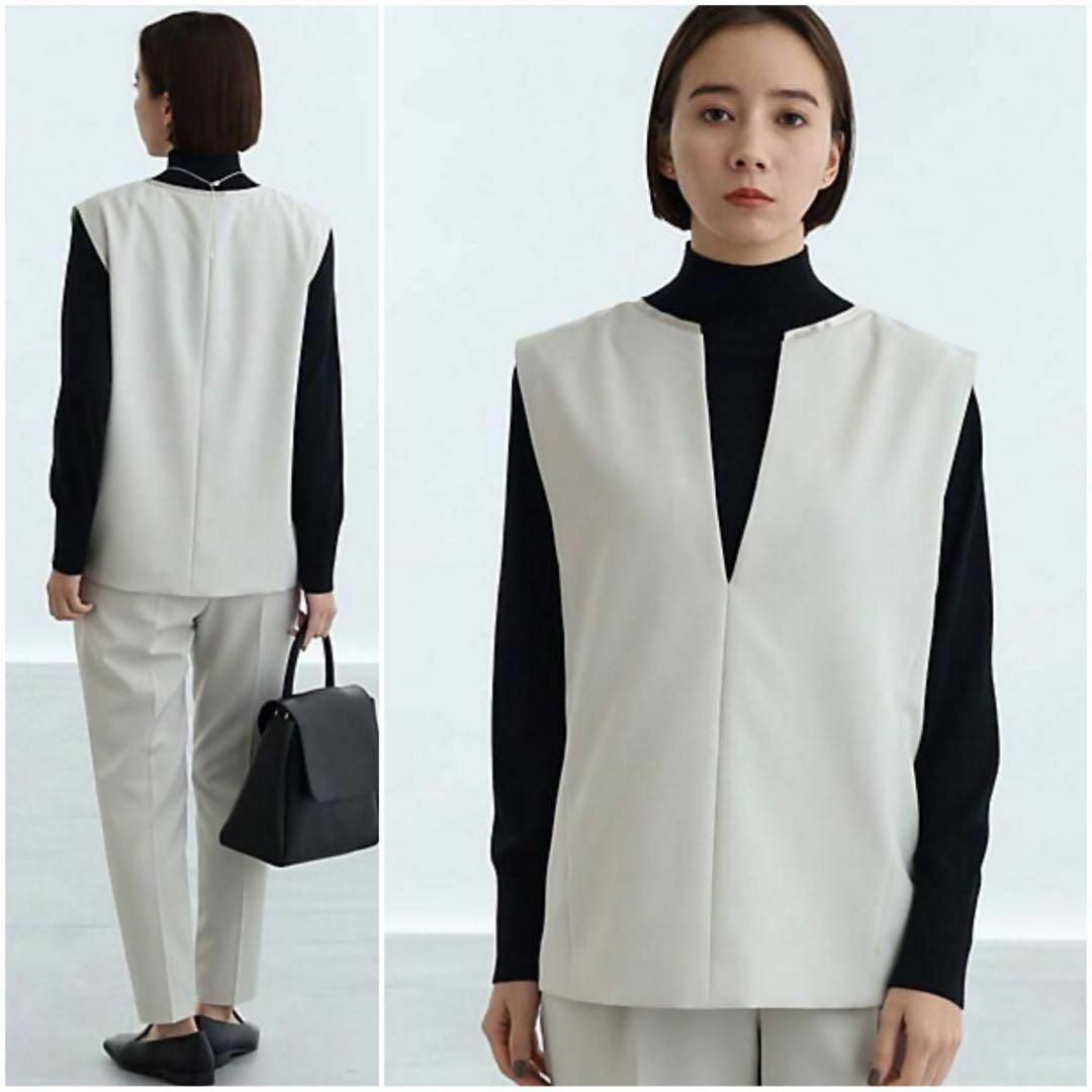 INDIVI - 美品 INDIVI 洗える 近年 XL キーネックベスト 白 ジレ INDIVI - 美品 INDIVI 洗える 近年 XL キーネックベスト 白 ジレ
