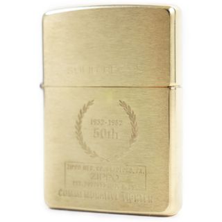 ジッポー(ZIPPO)の未使用品●ZIPPO ジッポ 50th SOLID BRASS ソリッドブラス 真鍮 COMMEMORATIVE 喫煙グッズ オイルライター ゴールド ケース付き USA製 メンズ(タバコグッズ)