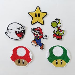 刺繍ワッペン アップリケ アイロンワッペン 6枚セット 絵本袋 スモック(各種パーツ)