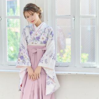 アンダンテ(ANDANTE)の新品袴3点セット 卒業式 小学生 大学生 セット 白地 ピンク 9KPK(着物)