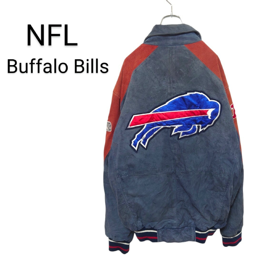 NFL】バッファロービルズ チームロゴ刺繍 レザージャケット A-2433 NFL】バッファロービルズ チームロゴ刺繍 レザージャケット A-2433