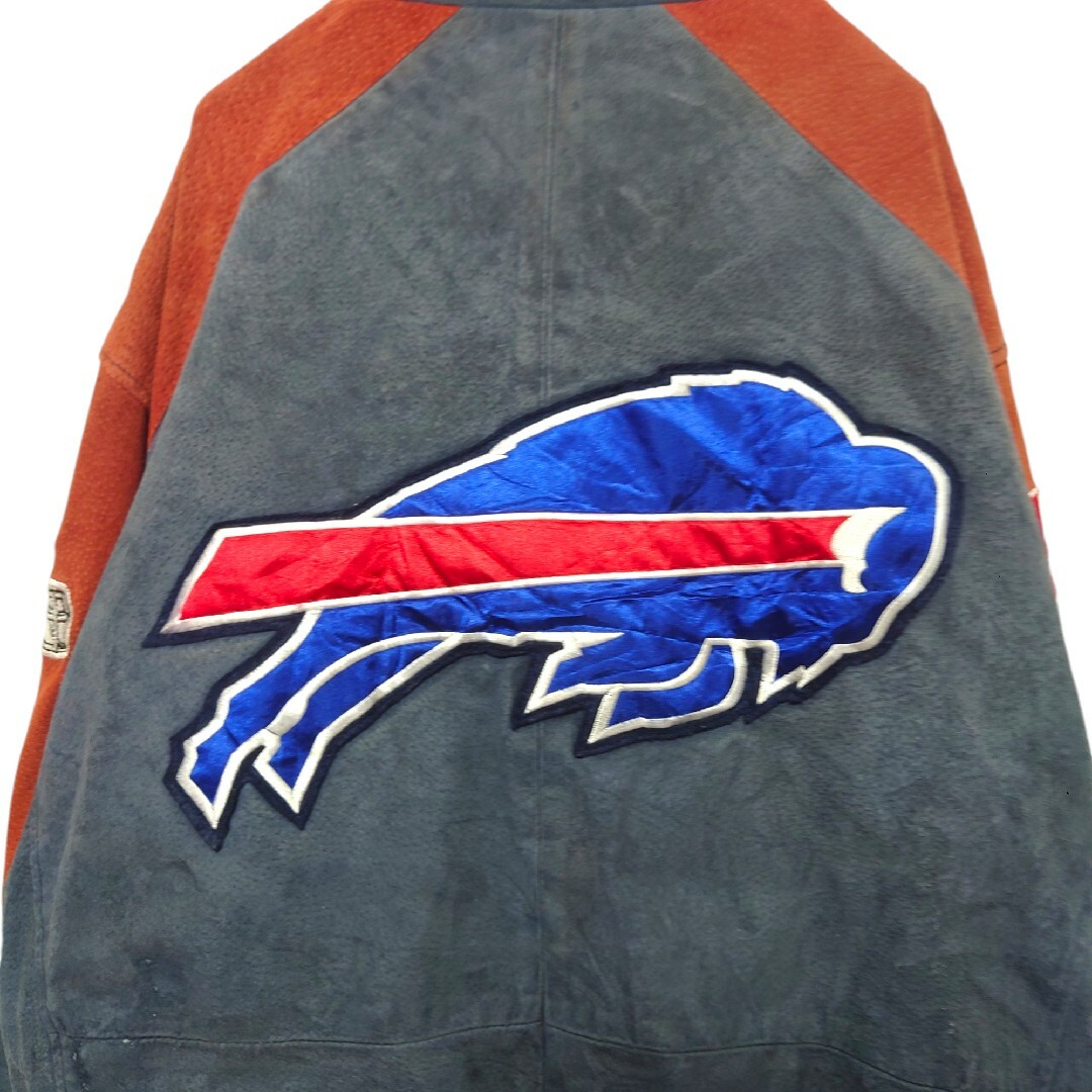 NFL】バッファロービルズ チームロゴ刺繍 レザージャケット A-2433 NFL】バッファロービルズ チームロゴ刺繍 レザージャケット A-2433