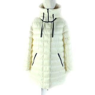 モンクレール(MONCLER)の美品★MONCLER モンクレール 20年製 GNOSIA ロゴパッチ付 フーデッド ZIP UP 比翼仕立て ダウンコート ホワイト 1 ハンガー付き 正規品 レディース(ダウンコート)