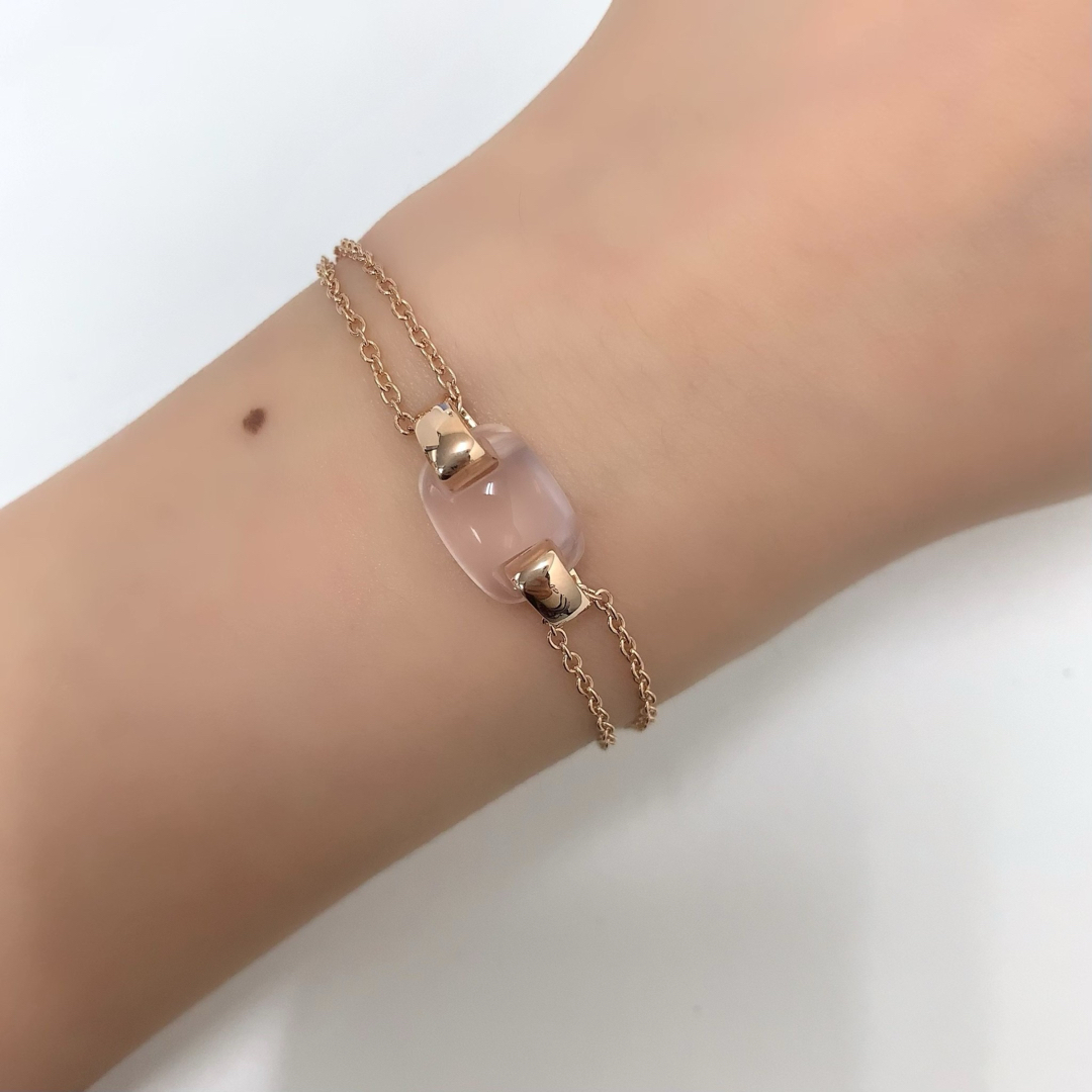 フェラガモ K18PG ローズクォーツ ブレスレット 2連 アクセサリー フェラガモ K18PG ローズクォーツ ブレスレット 2連 アクセサリー