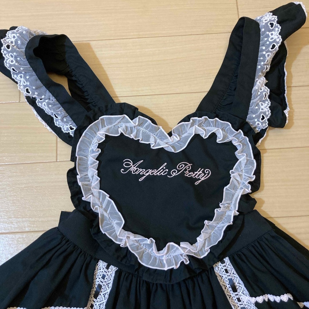Angelic Pretty - Angelic Pretty Heart胸当て付きスカート 黒 Angelic Pretty - Angelic Pretty Heart胸当て付きスカート 黒