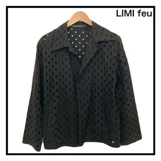 LIMI feu 14SS ビックカラー ノースリーブ ロングジャケット 黒白S LIMI feu 14SS ビックカラー ノースリーブ ロングジャケット 黒白S