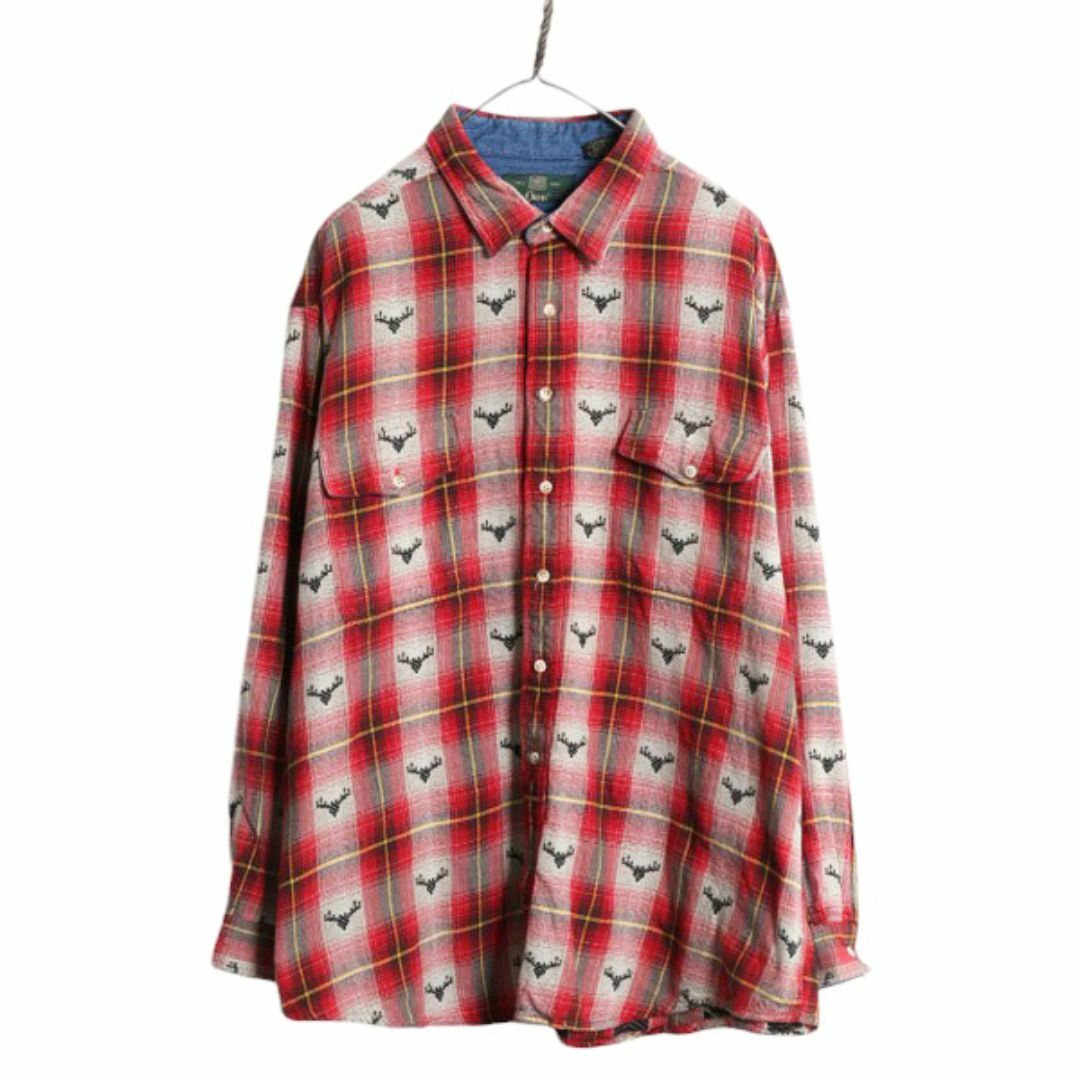 90s オービス チェック 織柄入り フランネル シャツ メンズ XXL 90s オービス チェック 織柄入り フランネル シャツ メンズ XXL