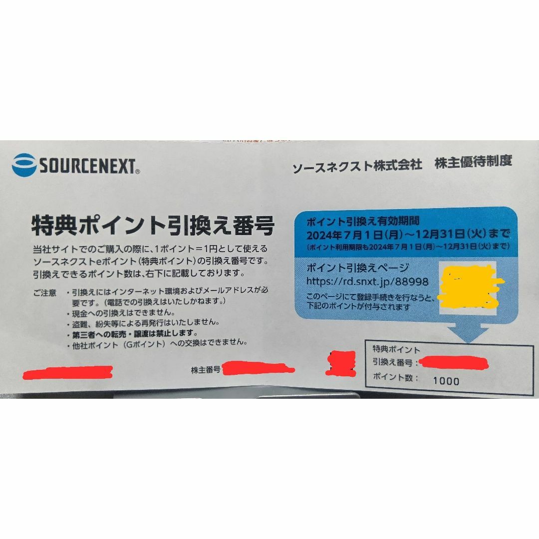 ソースネクスト 1000P×2枚 「aki10様専用」 ※注意事項あり チケットの優待券/割引券(ショッピング)の商品写真