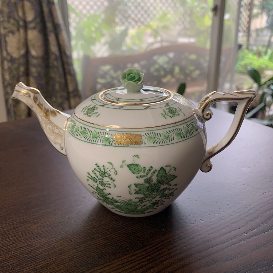 ヘレンド Herend インドの華 グリーン ティーポット ミニ608 ヘレンド Herend インドの華 グリーン ティーポット ミニ608