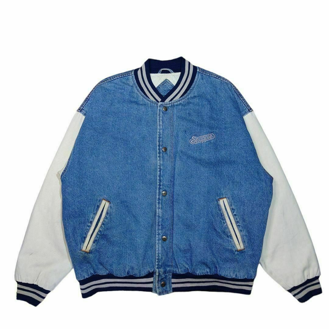 90s MV SPORT 内キルティング ビッグロゴ刺繍デニムスタジャン 90s MV SPORT 内キルティング ビッグロゴ刺繍デニムスタジャン