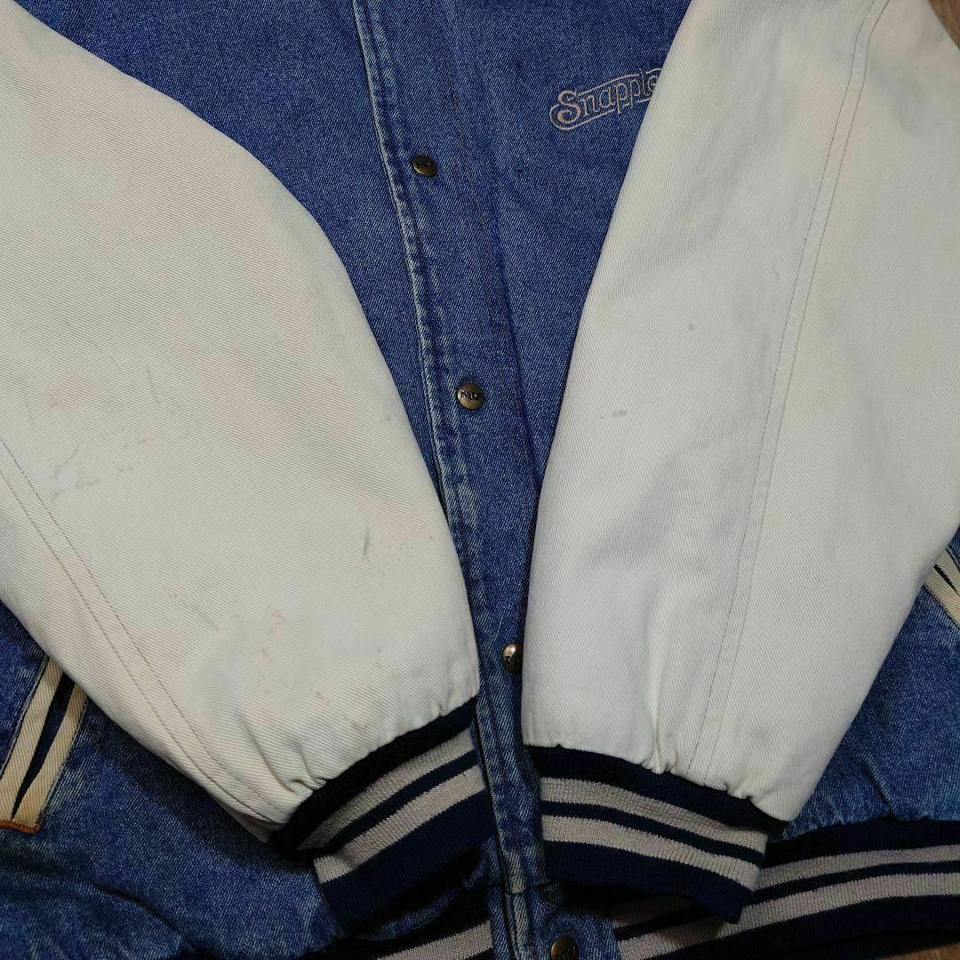 90s MV SPORT 内キルティング ビッグロゴ刺繍デニムスタジャン 90s MV SPORT 内キルティング ビッグロゴ刺繍デニムスタジャン