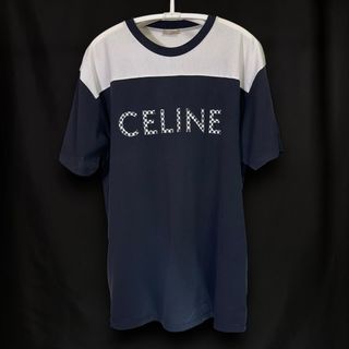 CELINE - CELINE セリーヌ バイカラー スタッズ ロゴ プリント T CELINE - CELINE セリーヌ バイカラー スタッズ ロゴ プリント T