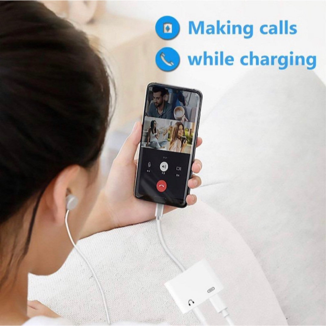 TypeC イヤホン 変換 デジタル型 USB C 音楽+充電 有線 スマホ/家電/カメラのスマホアクセサリー(ストラップ/イヤホンジャック)の商品写真