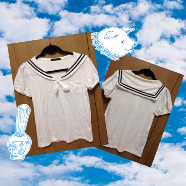 【ノーブランド】セーラー襟カットソー レディースのトップス(Tシャツ(半袖/袖なし))の商品写真