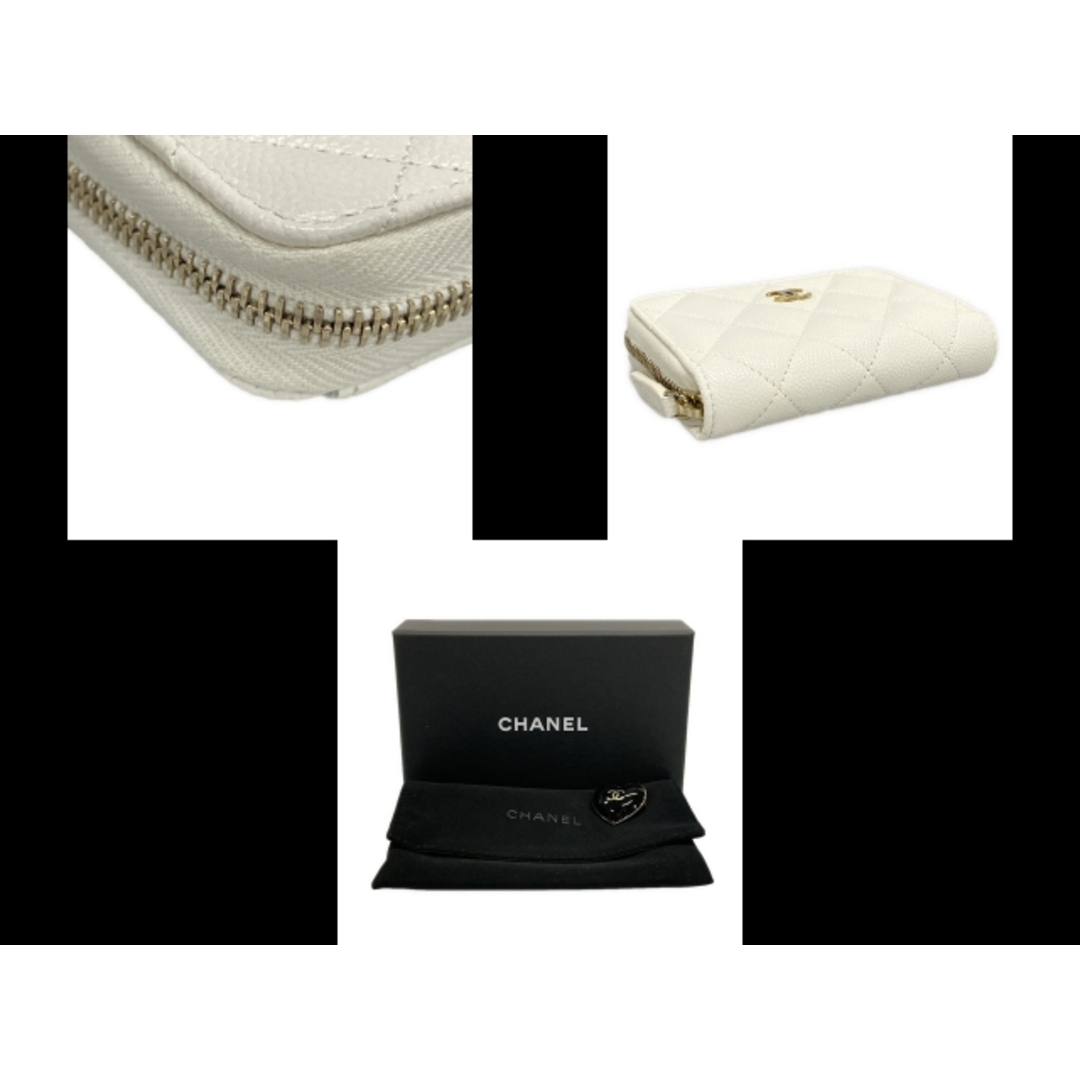 CHANEL(シャネル) コインケース美品 マトラッセ 白 ラウンド CHANEL(シャネル) コインケース美品 マトラッセ 白 ラウンド