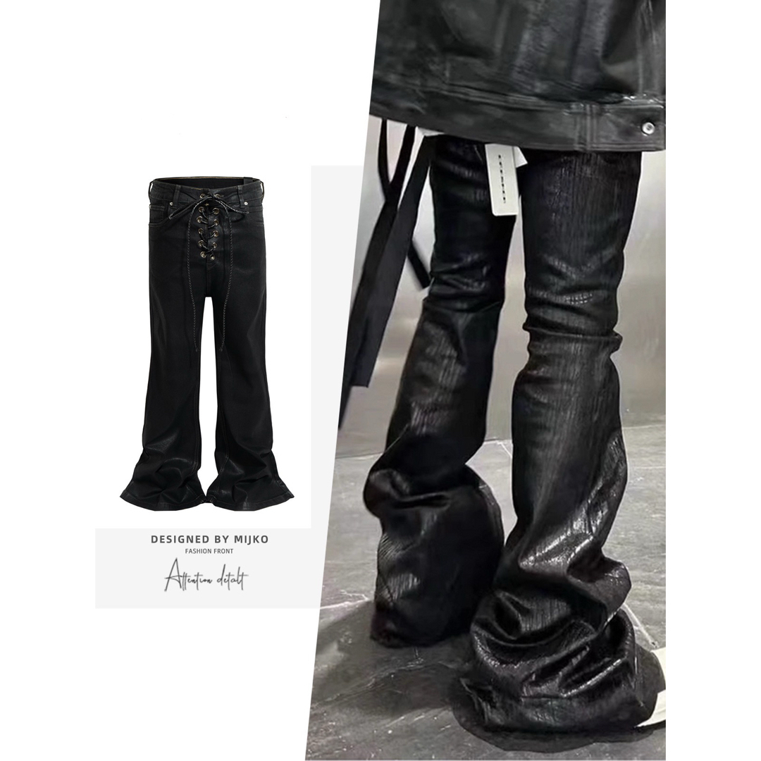 Rick Owens - フロントレースアップ コーティング フレア Rick Owens - フロントレースアップ コーティング フレア