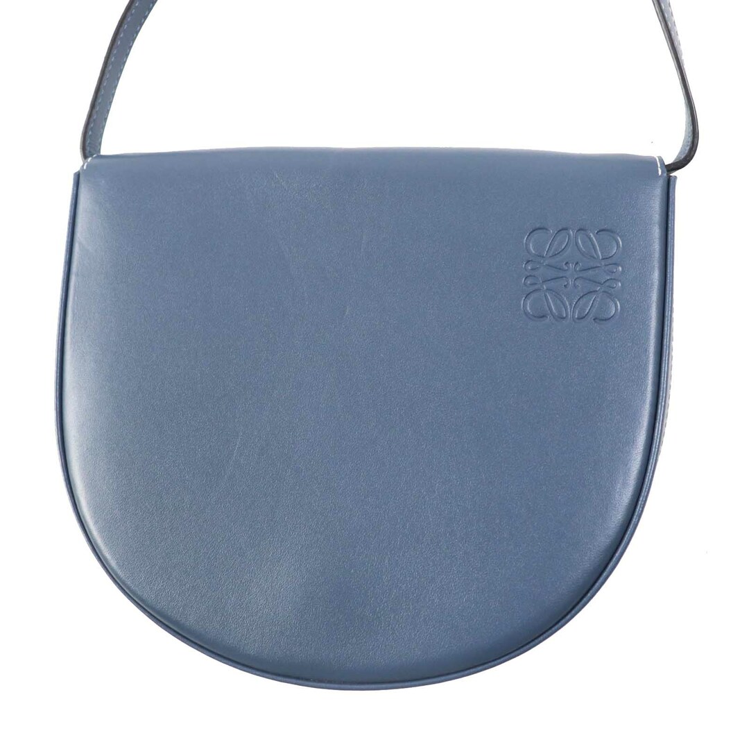 LOEWE - 美品◎LOEWE ロエベ アナグラム型押し ヒールポーチ／斜め掛け レザー ショルダーバッグ ブルー 保存袋付き スペイン製 レディース