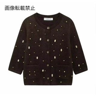 🎻10月新作🎷15423◆ビジュー ニット カーディガン(カーディガン)