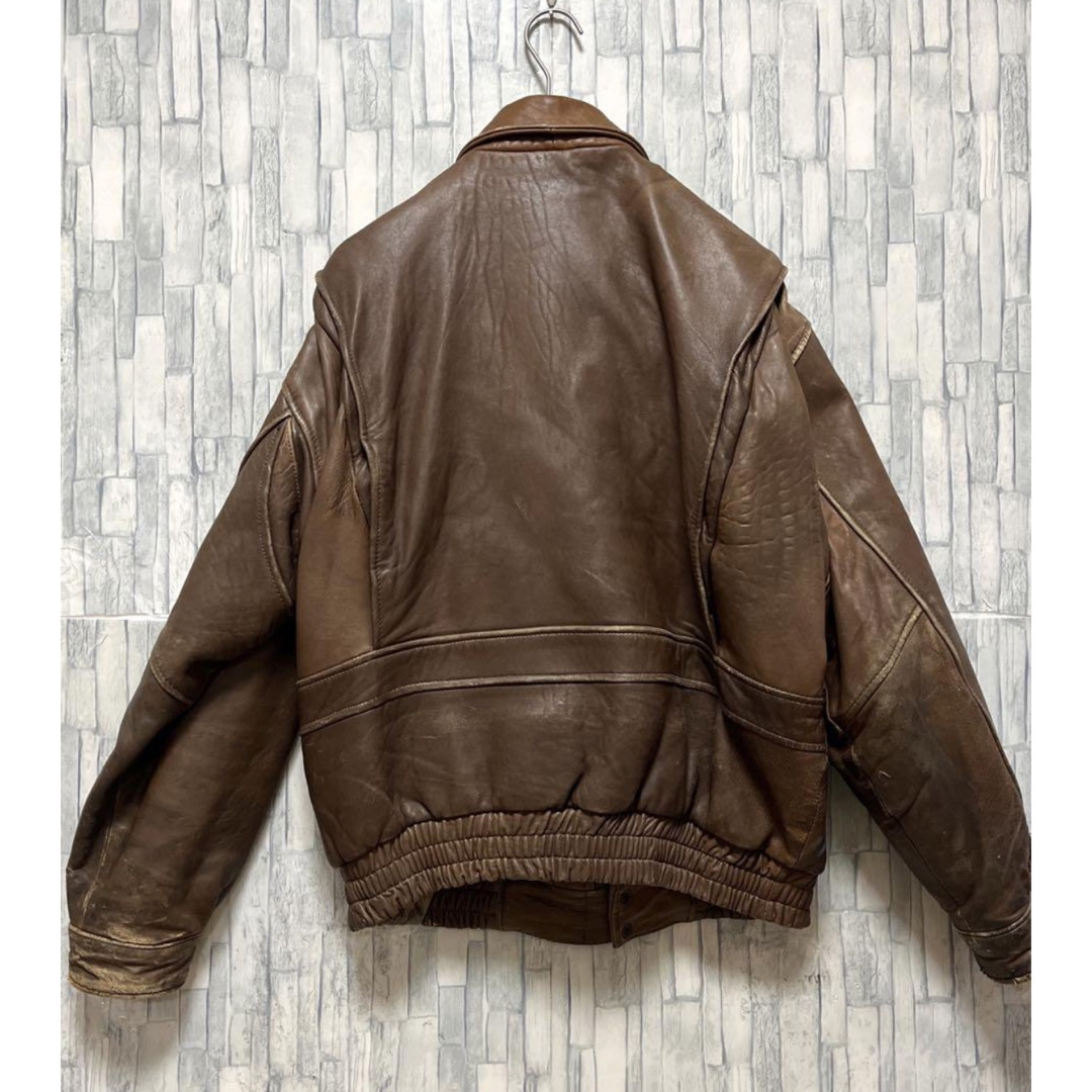 AVIATOR　フライトジャケット　ボンバージャケット　牛革　ブラウン　M　希少 AVIATOR フライトジャケット ボンバージャケット 牛革 ブラウン
