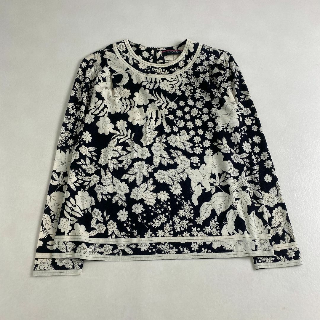 LEONARD - 美品　レオナール　カットソー　セーター　毛　絹　長袖　総柄　花柄　M 希少