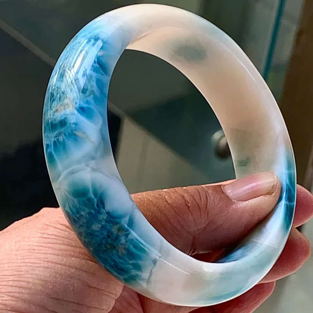 10.6g-内週65mm 天然無処理 ラリマー バングル 10.6g-内週65mm 天然無処理 ラリマー バングル