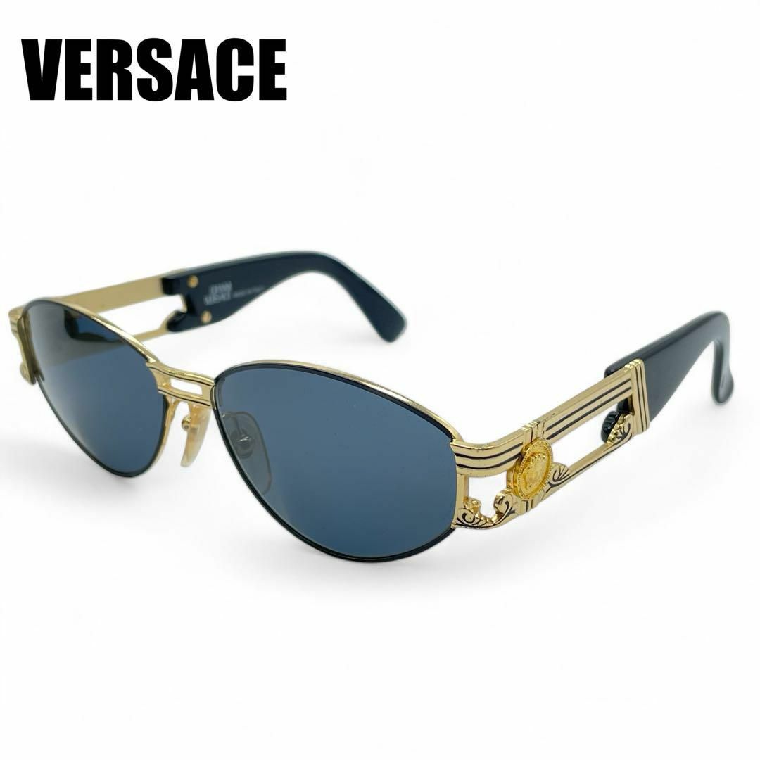 美品】VERSACE サングラス メデューサ ゴールド金具 レザー 美品】VERSACE サングラス メデューサ ゴールド金具 レザー