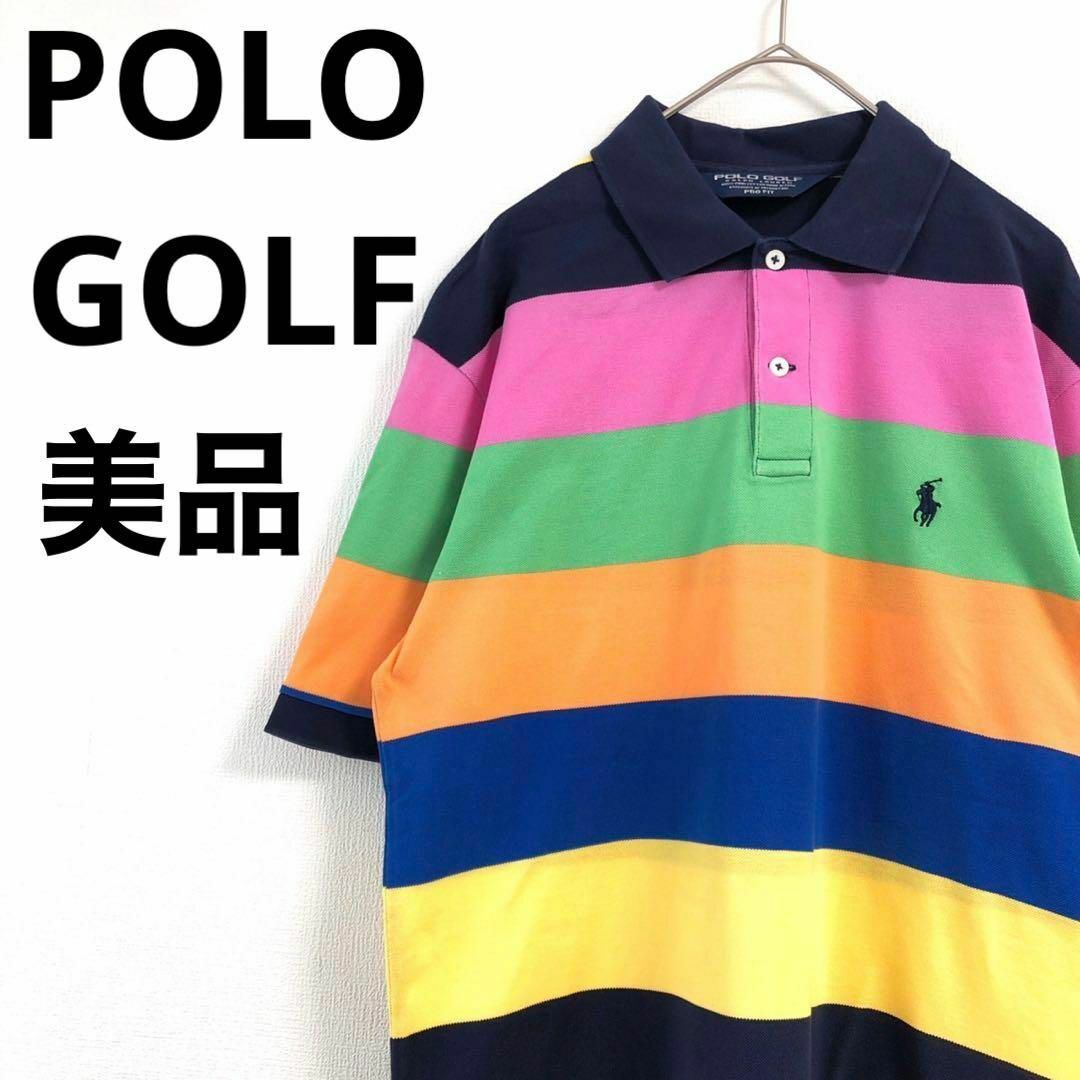 Polo Golf(ポロゴルフ)の【美品】POLO GOLF ポロゴルフ　半袖ポロシャツ　ボーダー　てんとう虫ロゴ メンズのトップス(ポロシャツ)の商品写真