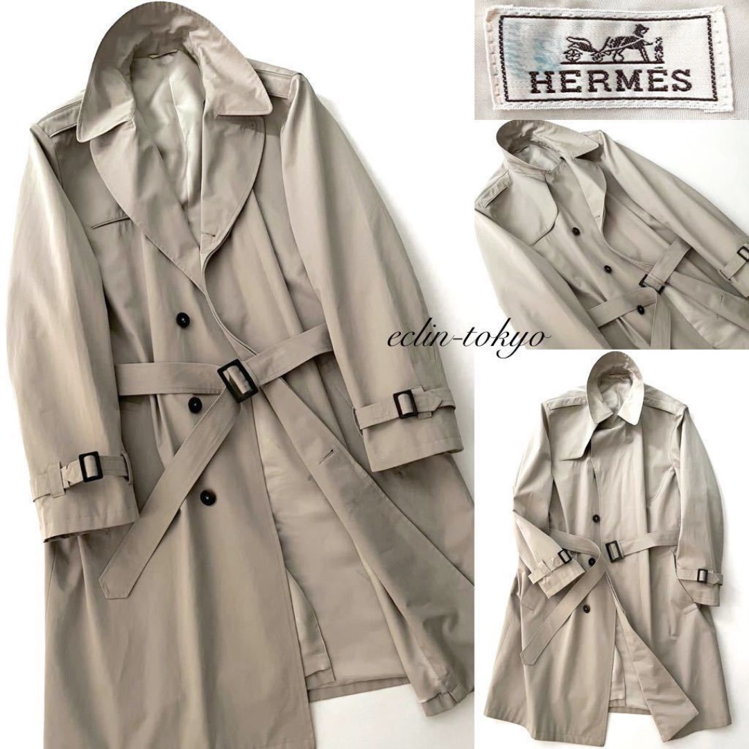 HERMES - HERMES 《お洒落なシルエット》ベルテッド トレンチコート ロングE3448