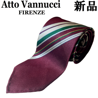 タイユアタイ(TIE YOUR TIE)のAtto Vannucci アットヴァンヌッチ ストライプネクタイ ワイン 11(ネクタイ)