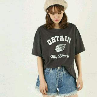 マウジー(moussy)のMOUSSY OBTAIN Tシャツ ライトブラック 新品タグ付き(Tシャツ(半袖/袖なし))