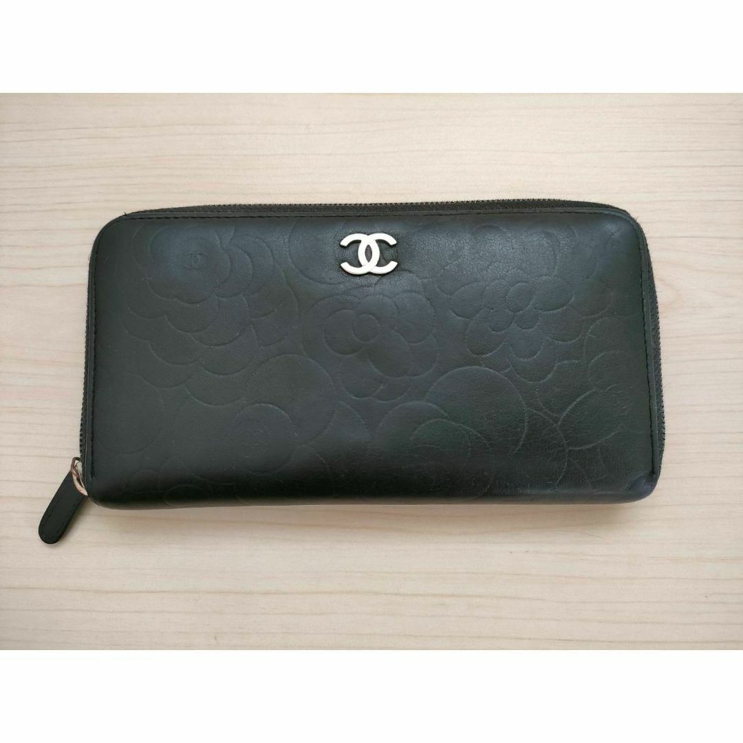 CHANEL シャネル カメリア ラウンドファスナー 長財布 ラムスキン CHANEL シャネル カメリア ラウンドファスナー 長財布 ラムスキン