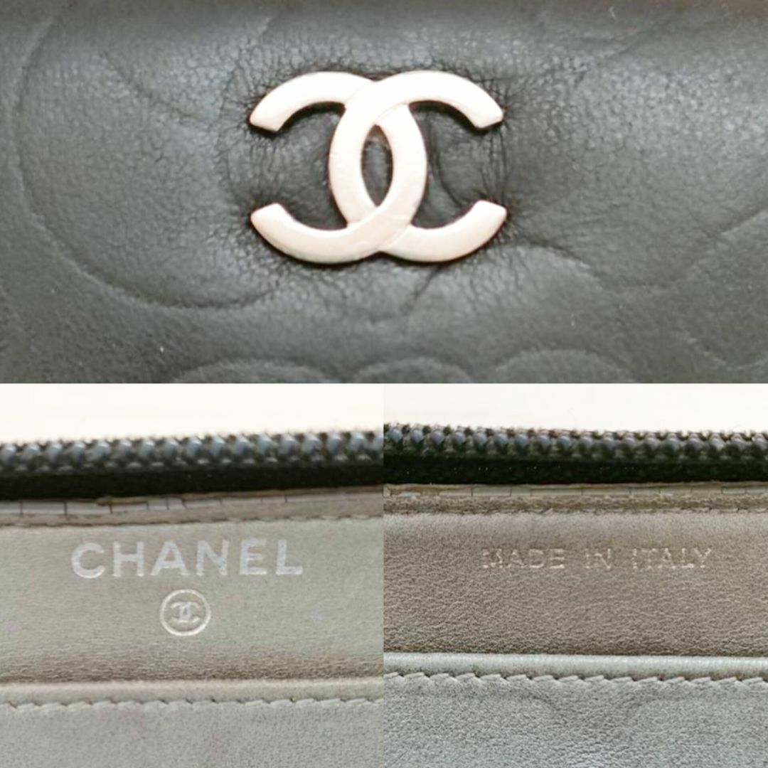 CHANEL シャネル カメリア ラウンドファスナー 長財布 ラムスキン CHANEL シャネル カメリア ラウンドファスナー 長財布 ラムスキン