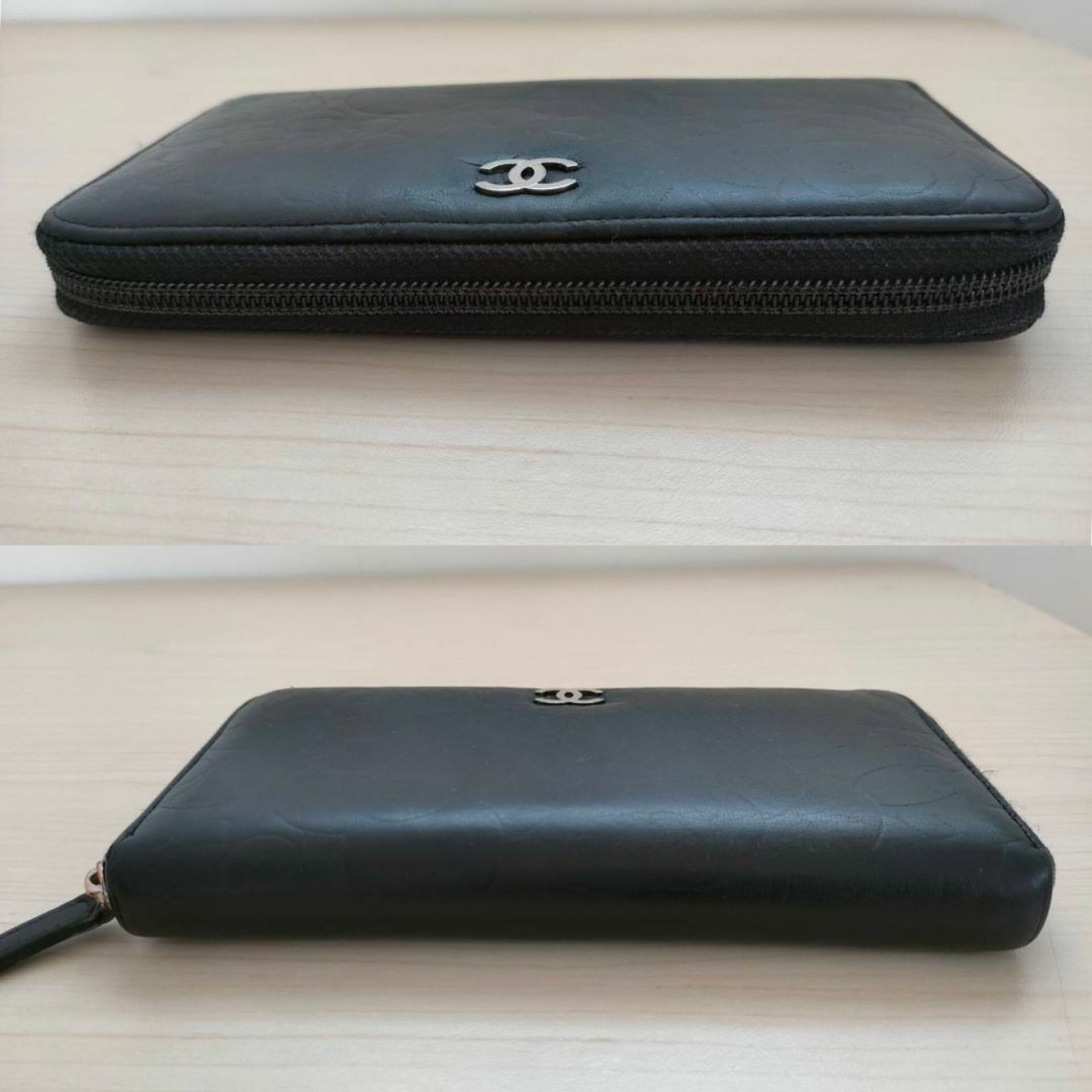 CHANEL シャネル カメリア ラウンドファスナー 長財布 ラムスキン CHANEL シャネル カメリア ラウンドファスナー 長財布 ラムスキン